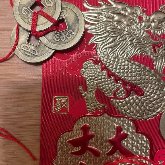 Chinese New Year Red Lucky Money Envelope 3 Feng Shui Coin Set - Picture 7 of 9